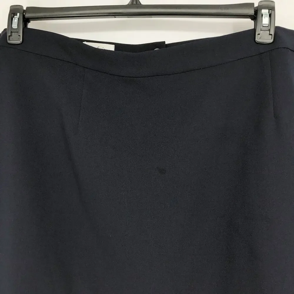 LE SUIT Women's Skirt 22W Navy Blue Flounce-Hem Lined Stretch NWT